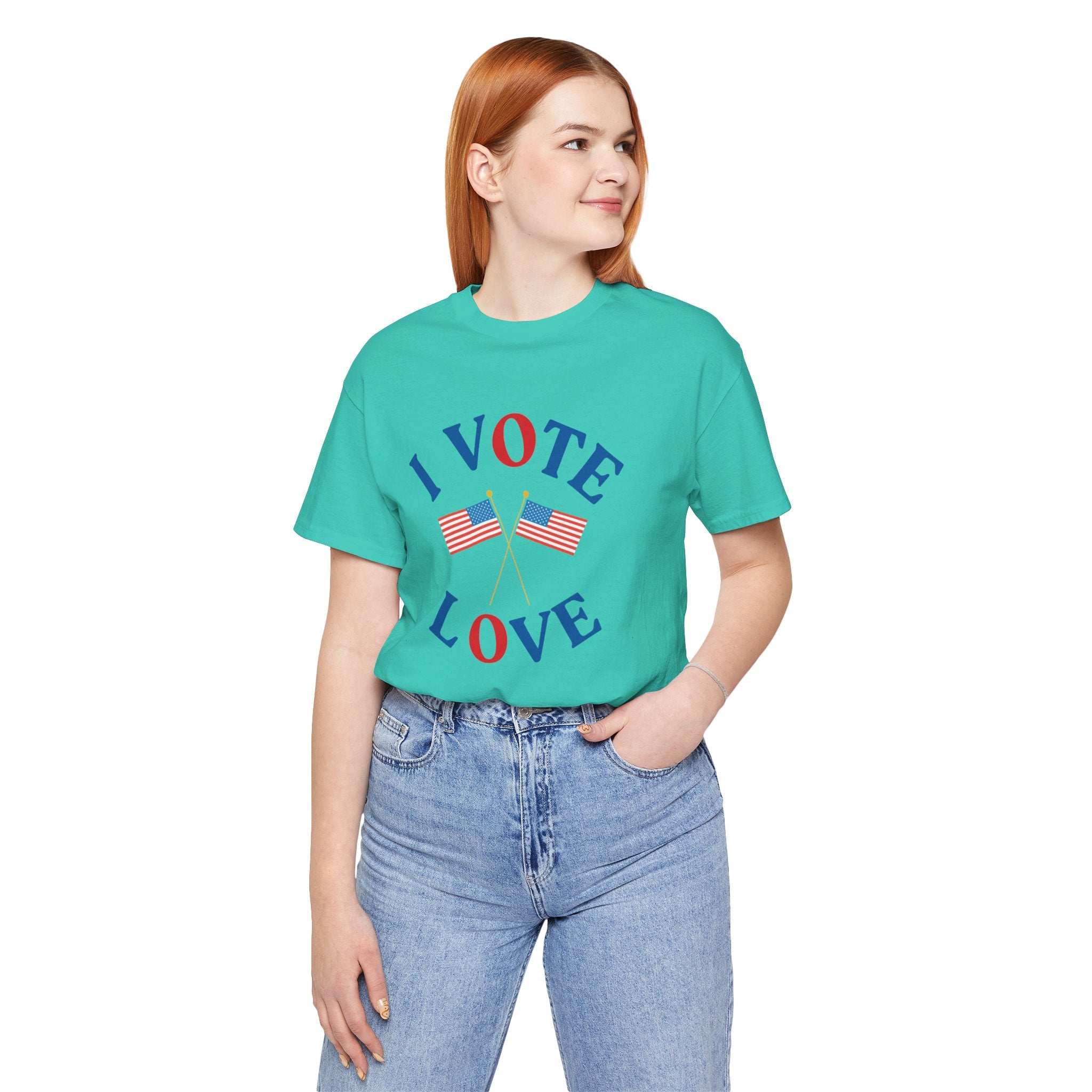 I vote love Unisex Jersey Short Sleeve Tee