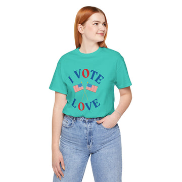 I vote love Unisex Jersey Short Sleeve Tee